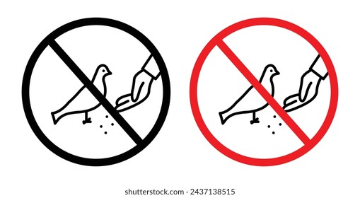 Do Not Feed Birds Sign Line Icon. Avian Feeding Prohibition icon in outline and solid flat style.