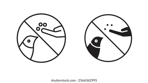 Do not feed birds sign vector in line stroke and flat versions