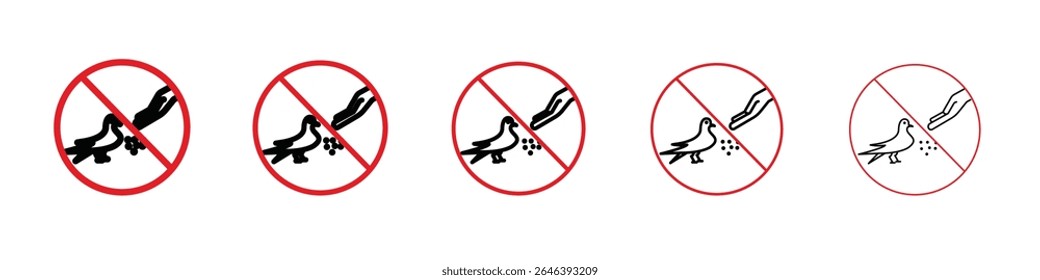 Não alimente aves sinal vetor delineamento conjunto sinal de ilustração