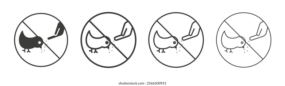 Do not feed birds signs flat and linear vector illustration on white background.