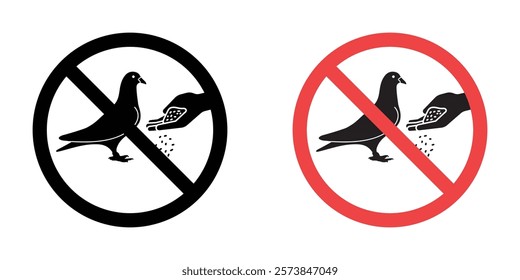 Do not feed birds signs vector set