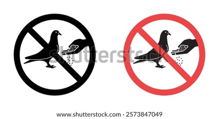 Do not feed birds signs vector set