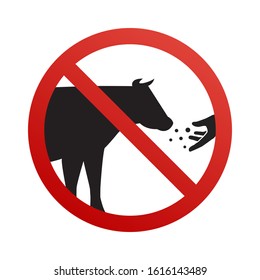 Do not feed the cow ban sign on a white background. Vector illustration.