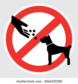 Do not feed the dog ban mark on a white background. Vector illustration.