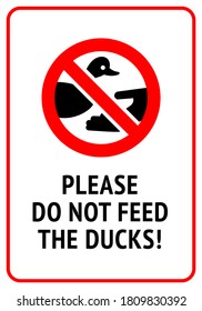 Do not feed ducks, modern forbidding sticker, vector illustration 10eps