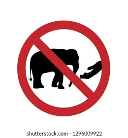 Do not feed the elephant ban mark on a white background.