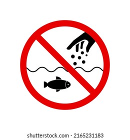 Do Not Feed The Fish Icon. Warning Sign. Vector Line Icon For Business And Advertising.