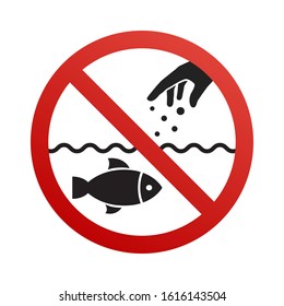 Do not feed the fish sign on a white background. Vector illustration.