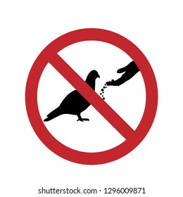 Do not feed the pigeon ban mark on a white background.