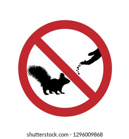 Do not feed the squirrel ban mark on a white background.