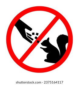 Do not feed the squirrels. Do not change the physiological need for food,is enforced from outside. Vector illustration.