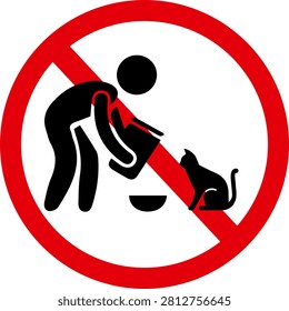 Do not feed stray cats warning sign forbidden restriction icon vector