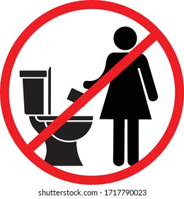 Do Not Flush non flush-able items down the Lavatory glyph icon illustrated vector clip art sign
