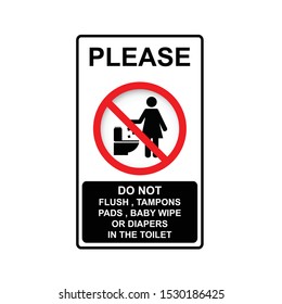 Do Not Flush Tampons Pads Baby Stock Vector (Royalty Free) 1530186425