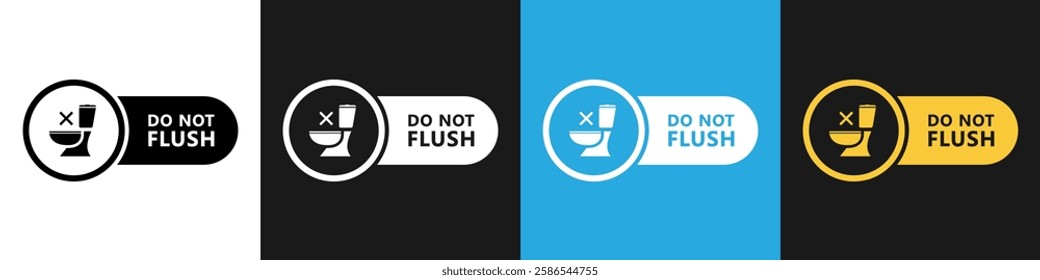 Do not flush - vector icon for wet wipes or toilet paper isolated.