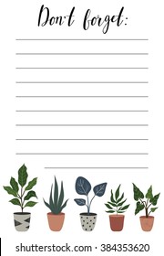 Do not forget or To Do list. Organizer and Schedule with place for Notes and Goals. Vector illustration