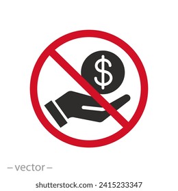 do not fraud icon, stop corruption, refuses bribe, prohibition bribery, flat symbol on white background - vector illustration