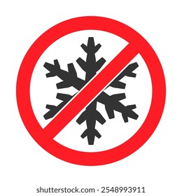 Do not freeze icon symbol set.  No freezing logo sign. Snowflake ice, prohibition, prohibited, not allowed, forbid. Vector illustration. Isolated on white backround.