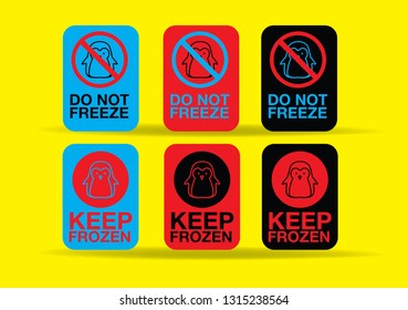 Do Not Freeze and Keep Frozen Sticker or Label Vector EPS 10