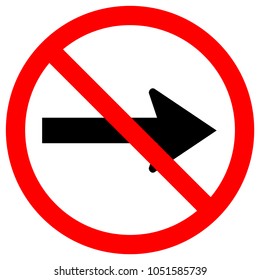 Do Not Go Right By The Arrows Traffic Road Sign,Vector Illustration, Isolate On White Background Label. EPS10