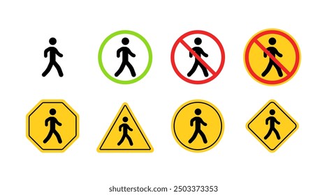 Do Not Go sign Set icons. Flat and silhouette style. Vector icons.