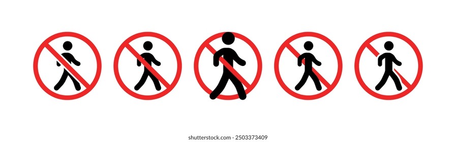 Do Not Go sign Set icons. Flat and silhouette style. Vector icons.