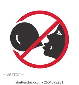 No firme la goma de mascar, ningún icono de goma de mascar, chicle prohibido, Ilustración vectorial plana