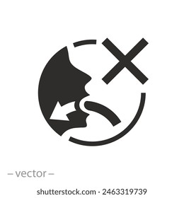 do not ingest or no take into icon, no swallowing, protect from ingestion hazard, flat web symbol on white background - vector illustration eps10