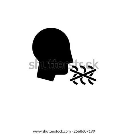 Do not Inhale Vapor, Dont Dont Breathe Air Solid Flat Vector Icon Isolated on White Background.