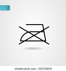 'Do not iron'symbol, vector icon, black on gray background