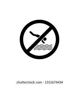 Do not jump into the water sign icon. Simple glyph, flat vector element of ban, prohibition, forbid icons set for UI and UX, website or mobile application