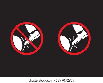 do not kick icon sign | do not kick on the wall sign