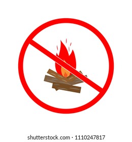 Do not kindle fire. Color sign forewarn of danger.Symbol danger open flame. Warning restricted ignition campfire. Colorful sign for banners, posters, etc. Symbol warning. Flat vector illustration