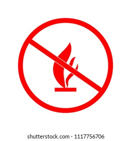 Do not kindle fire. Red sign forewarn of danger. Symbol danger open flame. Warning restricted ignition campfire. Colorful sign for banners, posters, etc. Symbol warning. Flat vector illustration