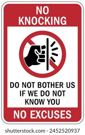 Do not knock the door warning sign