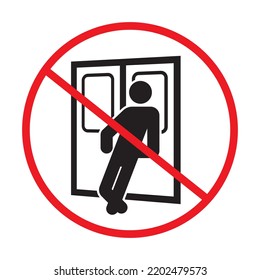 Do not lean against door warning prevention sign vector background