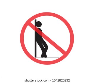 Do Not Lean Against The Wall  Symbol, Sign Symbol Background, Vector Illustration.