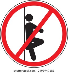 Do not lean on glass, do not lean on wall, do not lean on door sign notice vector