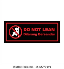 Do Not Lean Sign With Indonesia Translate and dark background