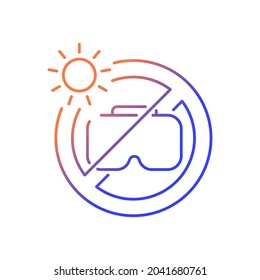 Do not leave in sunlight gradient linear vector manual label icon. Fire damage hazard. Thin line color symbol. Modern style pictogram. Vector isolated outline drawing for product use instructions