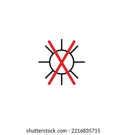 Do not leave under the sun sign. Prohibition sign. The sun is crossed out