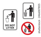 Do not litter banners on a white background