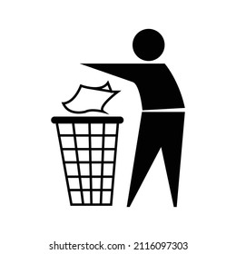Do Not Litter Black Icon,Vector Illustration, Isolated On White Background Label. EPS10