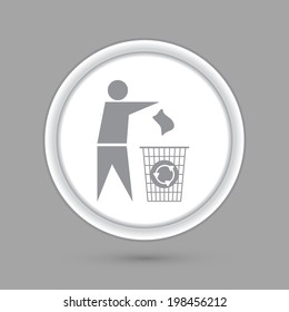 do not litter. circle grey icon with a shadow.