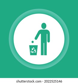 Do not litter color glyph button icon. Man throws garbage. Pictogram for web page, mobile app, promo.