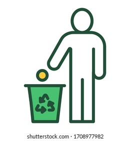 Do not litter color line icon. Man throws garbage. Pictogram for web page, mobile app, promo.