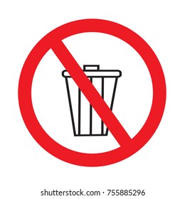Do not litter of concept and bin design with simple vector illustration