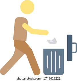 Do not litter Concept, man throwing garbage in a bin vector color icon design, No littering symbol, Public Information Sign, urban parks and open spaces Signage on white background