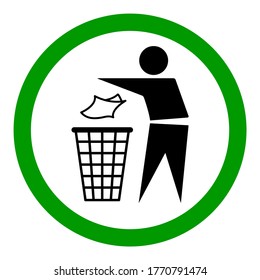 Do not litter flat icon in green circle isolated on white background. Keep it clean vector illustration. Tidy symbol