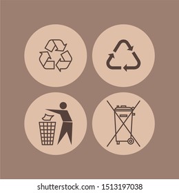 Do not litter flat vector sign. Garbage container flat vector icon. Recycled package vector icon